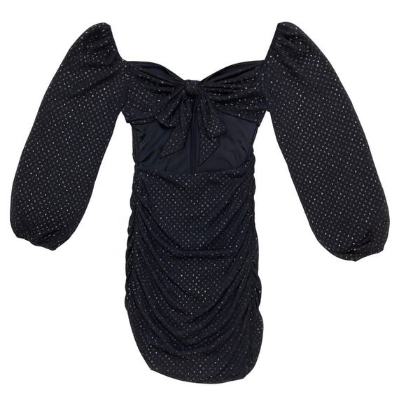 B Hardin fitted ruched silhouette Mini Cocktail Dress W/ Irredentist Polka Dots - Picture 3 of 9